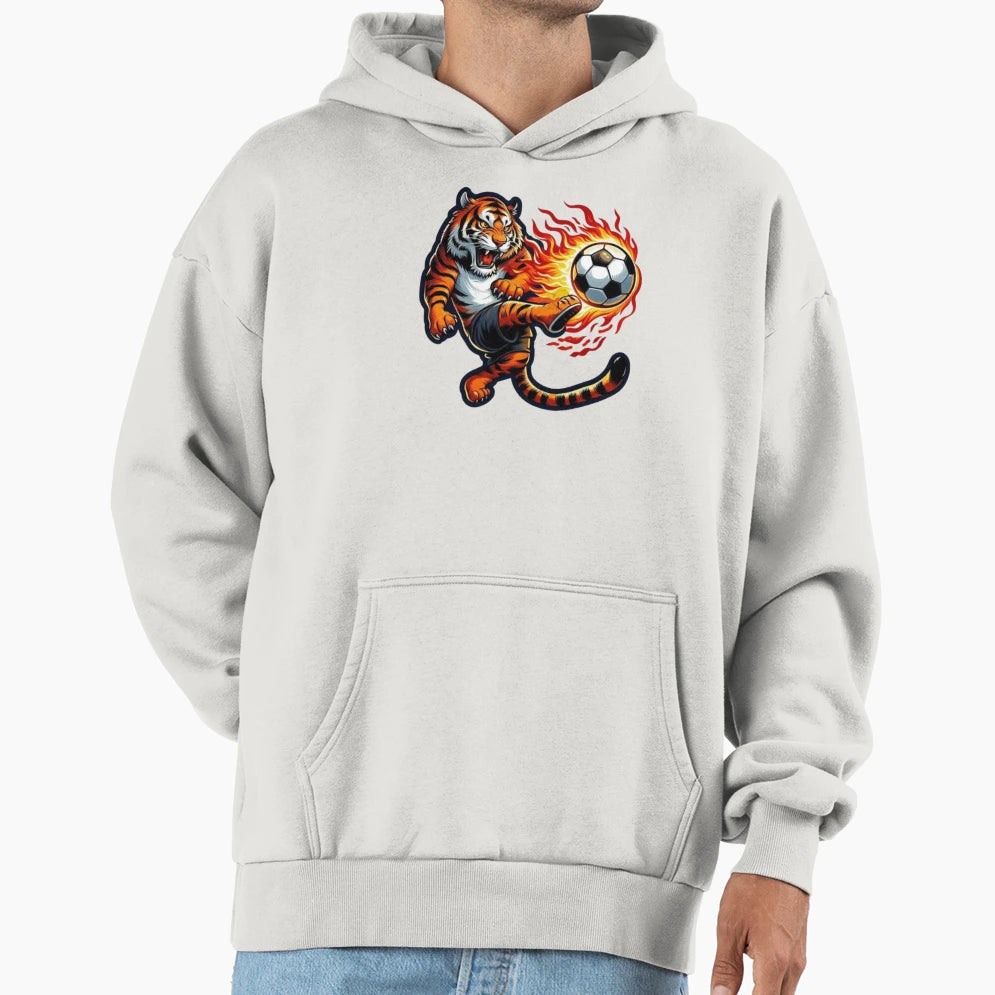 Tiger Soccer Ball Hoodie - Fun Novelty Design Unisex - T-Shirt, Sweatshirt, Hoodie