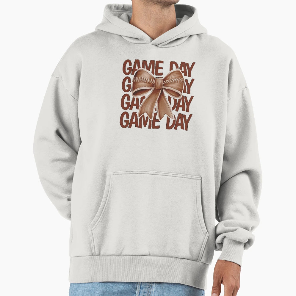 Game Day Football Bow Hoodie - Unique Graphic for Adults - T-Shirt, Sweatshirt, Hoodie
