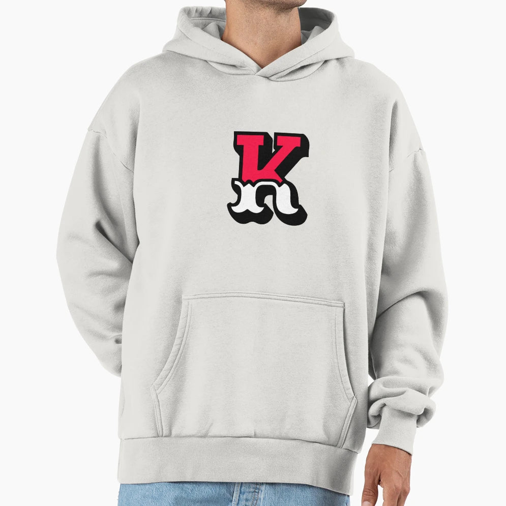 Monogram K Alphabet Scrapbooking Red Hoodie - Aesthetic Graphic Unisex - T-Shirt, Sweatshirt, Hoodie