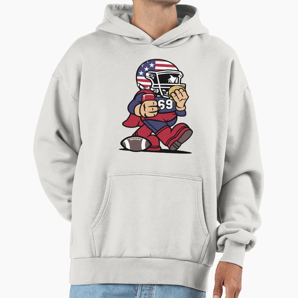 Football Cartoon Hoodie - Unique Graphic Men Women - T-Shirt, Sweatshirt, Hoodie