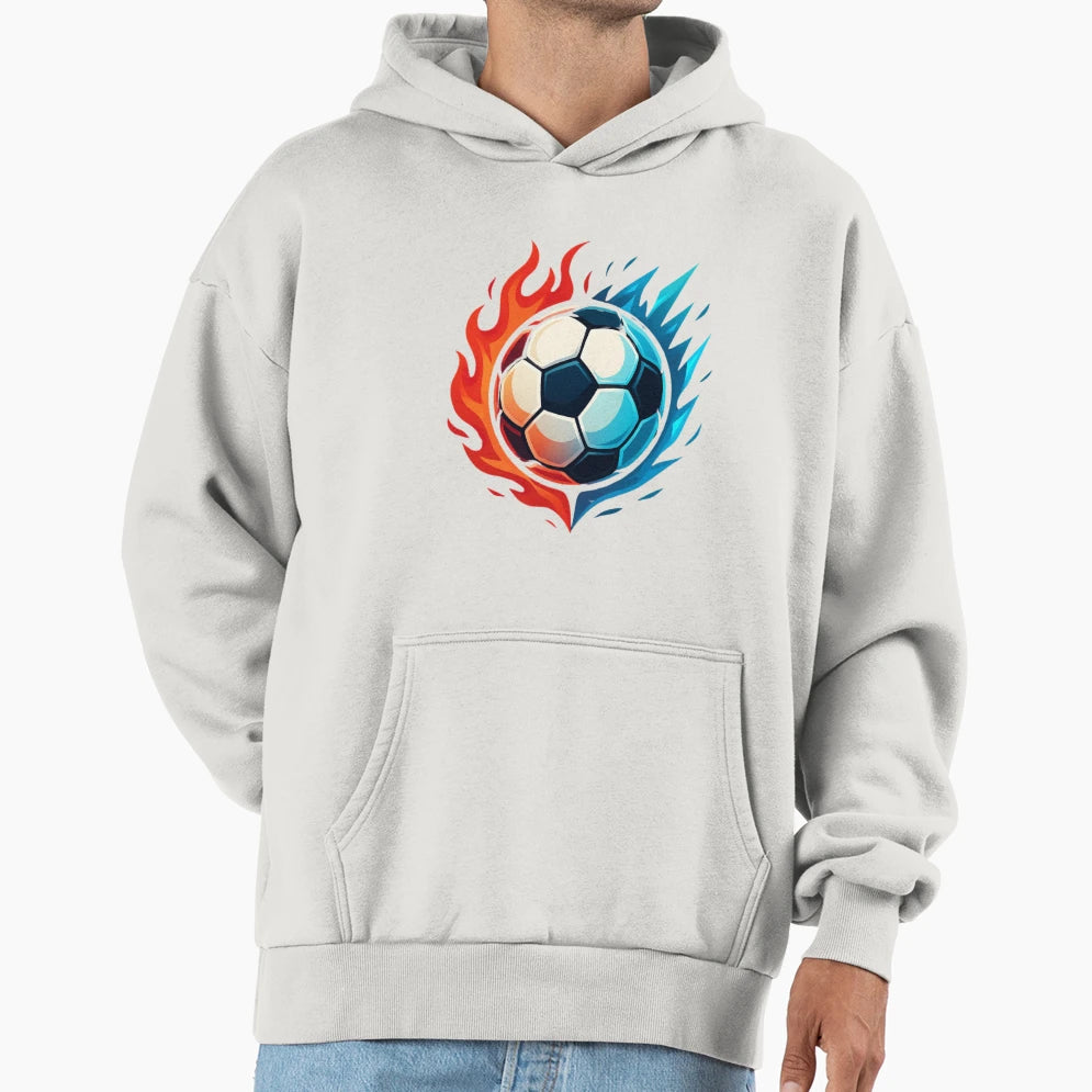 Fire And Ice Soccer Ball Game Day Hoodie - Custom Art Print Men Women - T-Shirt, Sweatshirt, Hoodie