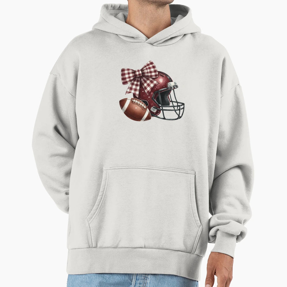 Fall Football Plaid Bow Cozy Autumn T-Shirt - Unique Graphic Unisex - T-Shirt, Sweatshirt, Hoodie