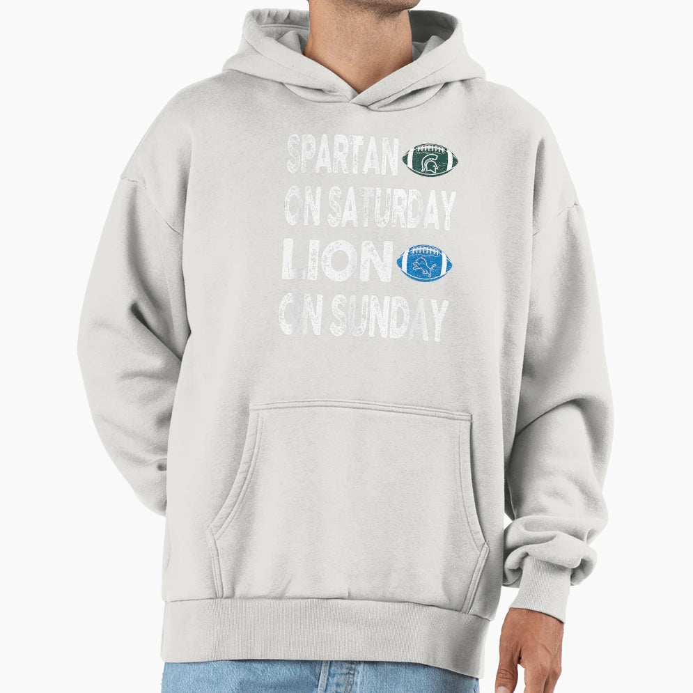 Spartan Saturday Lion Sunday Funny Hoodie - Casual Everyday Wear Unisex - T-Shirt, Sweatshirt, Hoodie