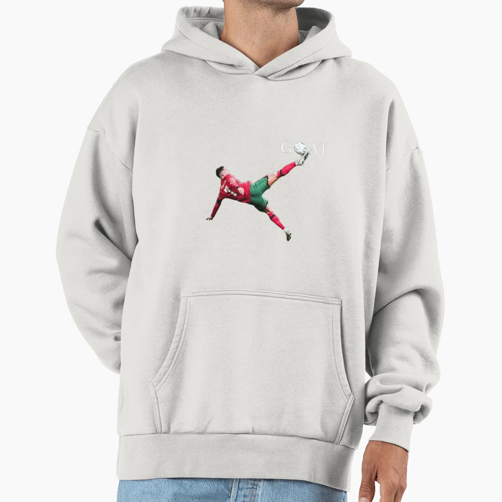 Goat Motion Ronaldos Iconic Bicycle Kick Hoodie - Custom Art Print Unisex - T-Shirt, Sweatshirt, Hoodie