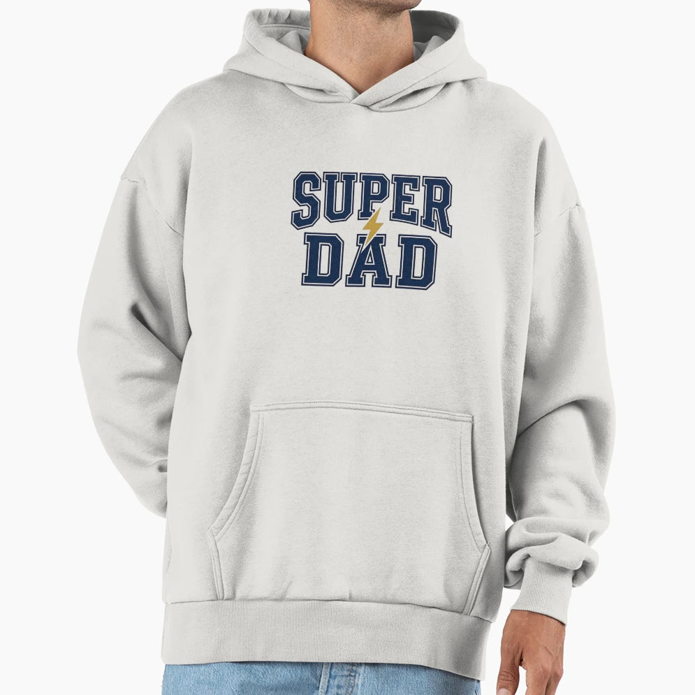 Super Dad Varsity Lightning Bolt Hoodie - Unique Graphic for Adults - T-Shirt, Sweatshirt, Hoodie