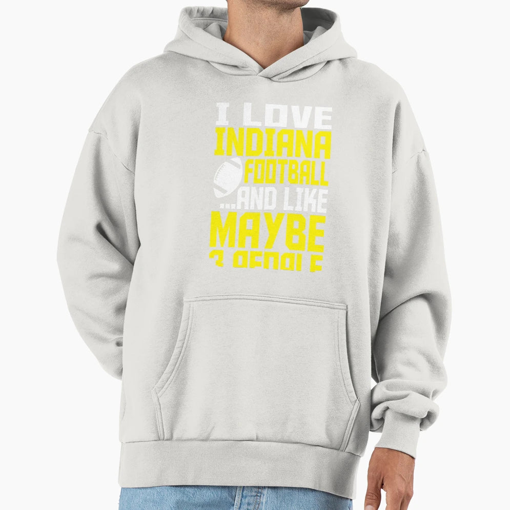 I Love Indiana Football American Football Hoodie - Custom Art Print Unisex - T-Shirt, Sweatshirt, Hoodie