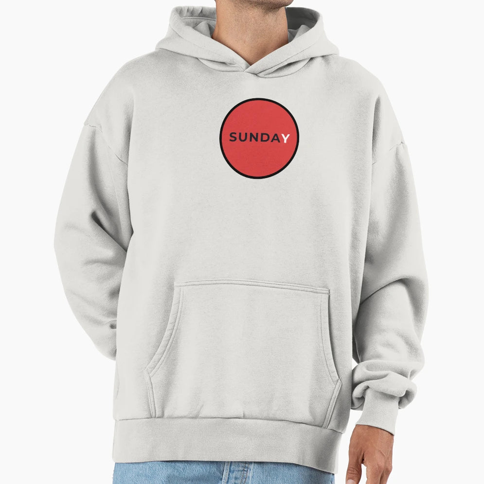 Red Circle Inscription Sunday Hoodie - Aesthetic Graphic Unisex - T-Shirt, Sweatshirt, Hoodie