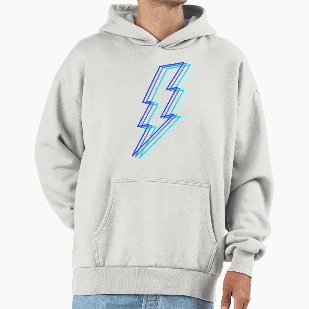 Blue Layered Lighting Bolt Hoodie - Novelty Apparel Men Women - T-Shirt, Sweatshirt, Hoodie