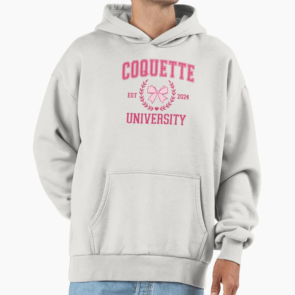 Coquette University Coquette Bow Hoodie - Fun Novelty Design for Adults - T-Shirt, Sweatshirt, Hoodie