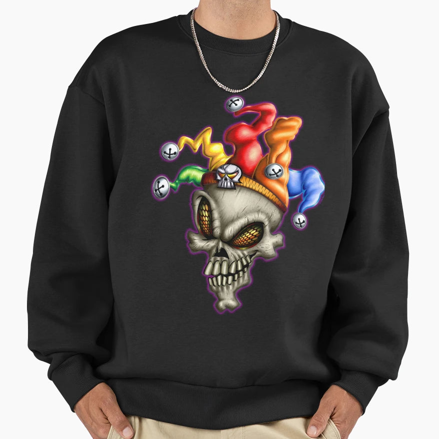 Jester Skull Sweatshirt - Unique Graphic for Adults - T-Shirt, Sweatshirt, Hoodie