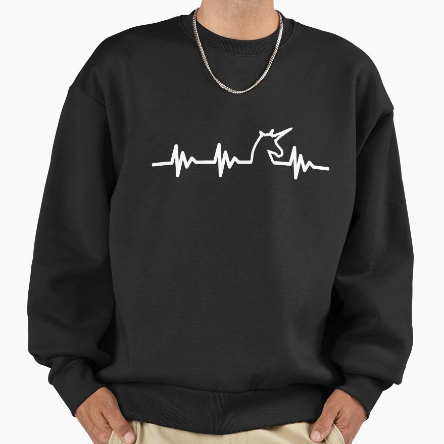 Heartbeat Unicorn Sweatshirt - Streetwear Style Unisex - T-Shirt, Sweatshirt, Hoodie