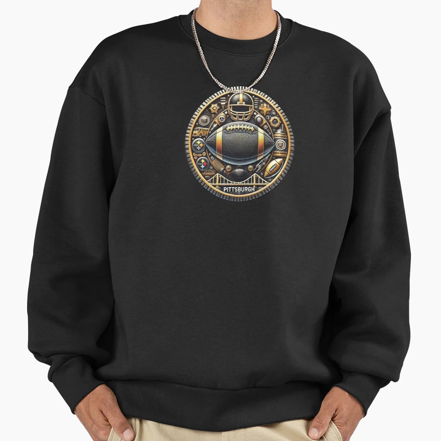Steelers Football Badge Sweatshirt - Streetwear Style Unisex - T-Shirt, Sweatshirt, Hoodie