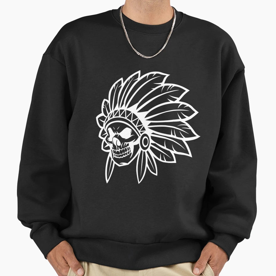 Warrior Skull Sweatshirt - Casual Everyday Wear Men Women - T-Shirt, Sweatshirt, Hoodie