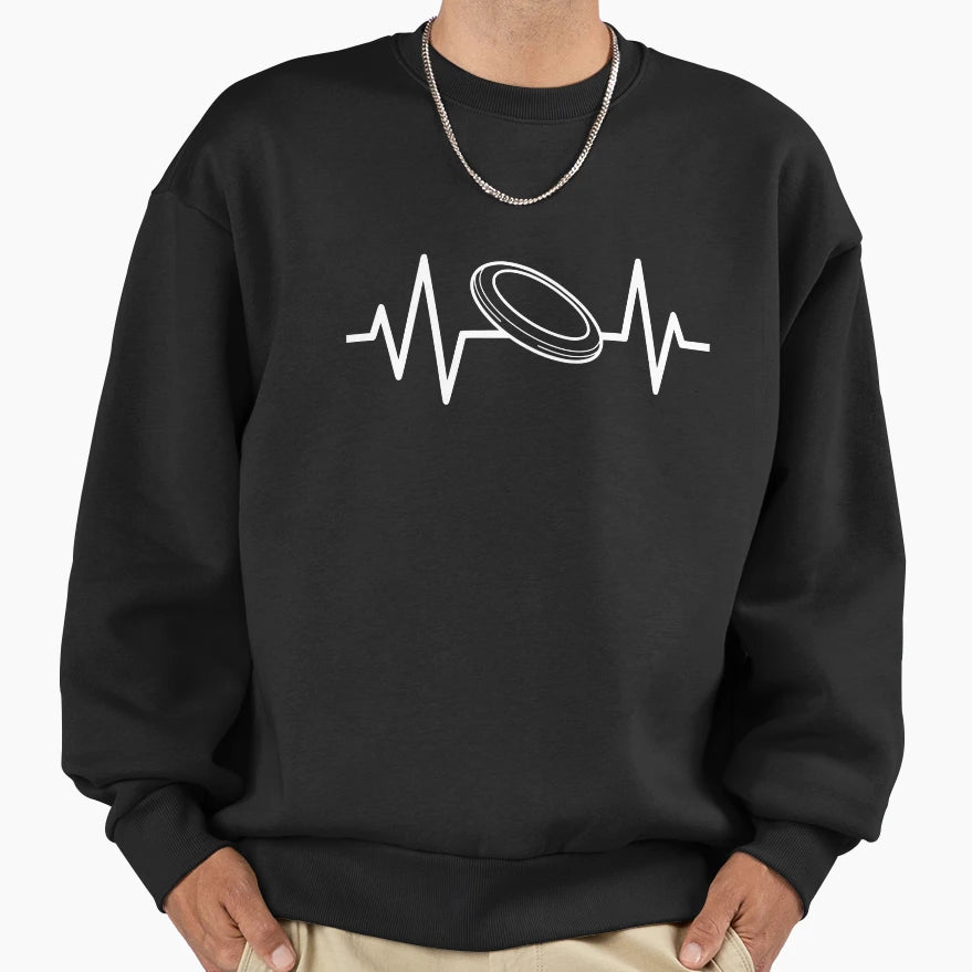 Heartbeat Ultimate Frisbee Sweatshirt - Graphic Print for Adults - T-Shirt, Sweatshirt, Hoodie
