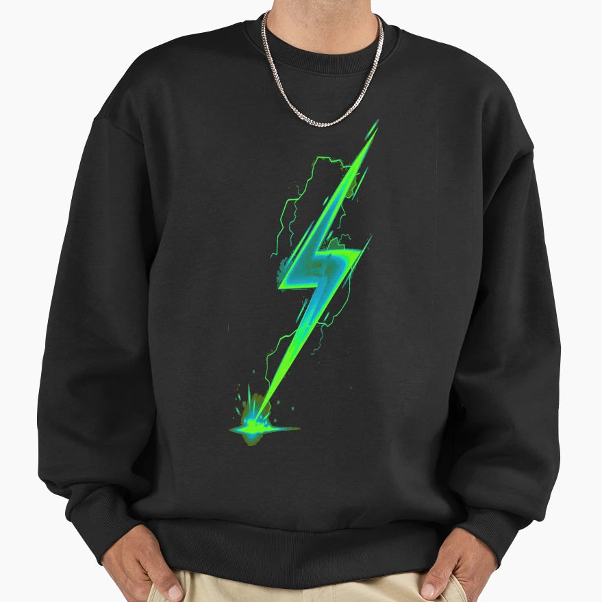 Green Lightning Bolt Sweatshirt - Streetwear Style Men Women - T-Shirt, Sweatshirt, Hoodie