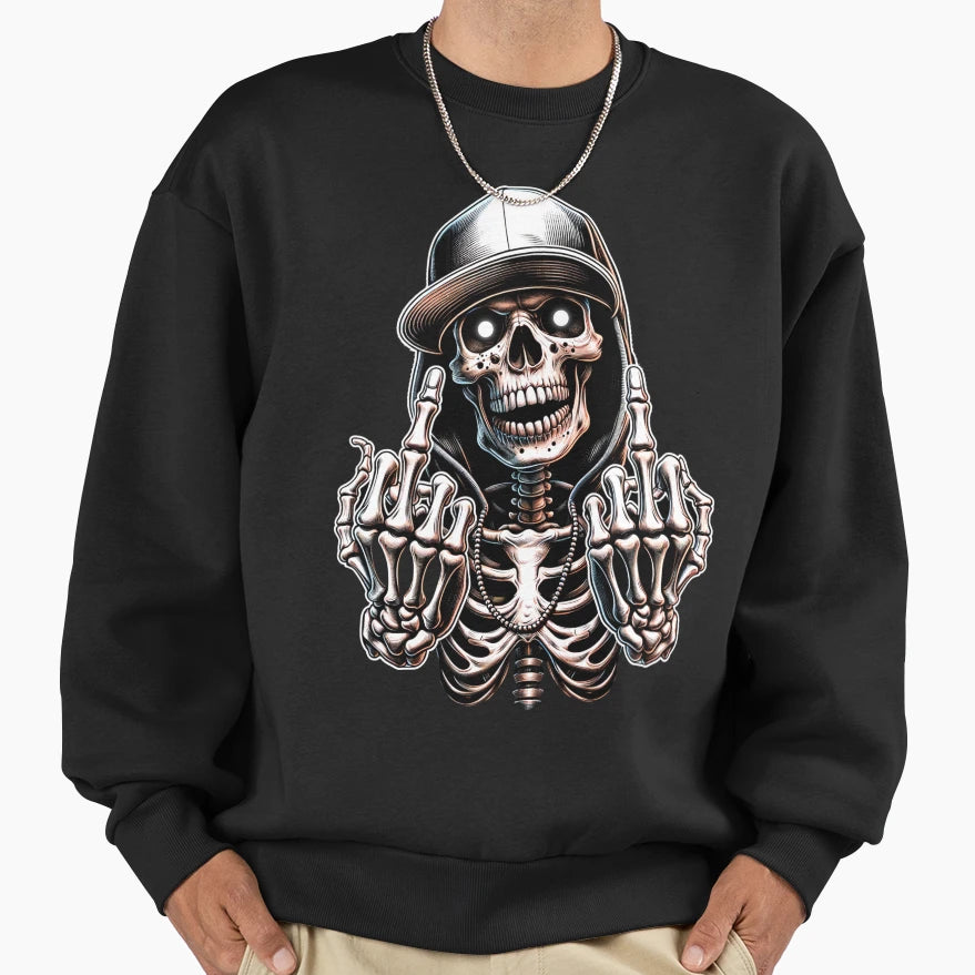 Fuck You Skull Hip Hop Streetwear Gift Sweatshirt - Minimalist Print Unisex - T-Shirt, Sweatshirt, Hoodie