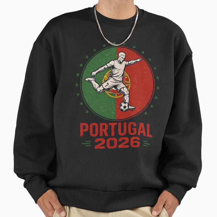 Team Portugal Flag Soccer Player 2026 Sweatshirt - Novelty Apparel Unisex - T-Shirt, Sweatshirt, Hoodie