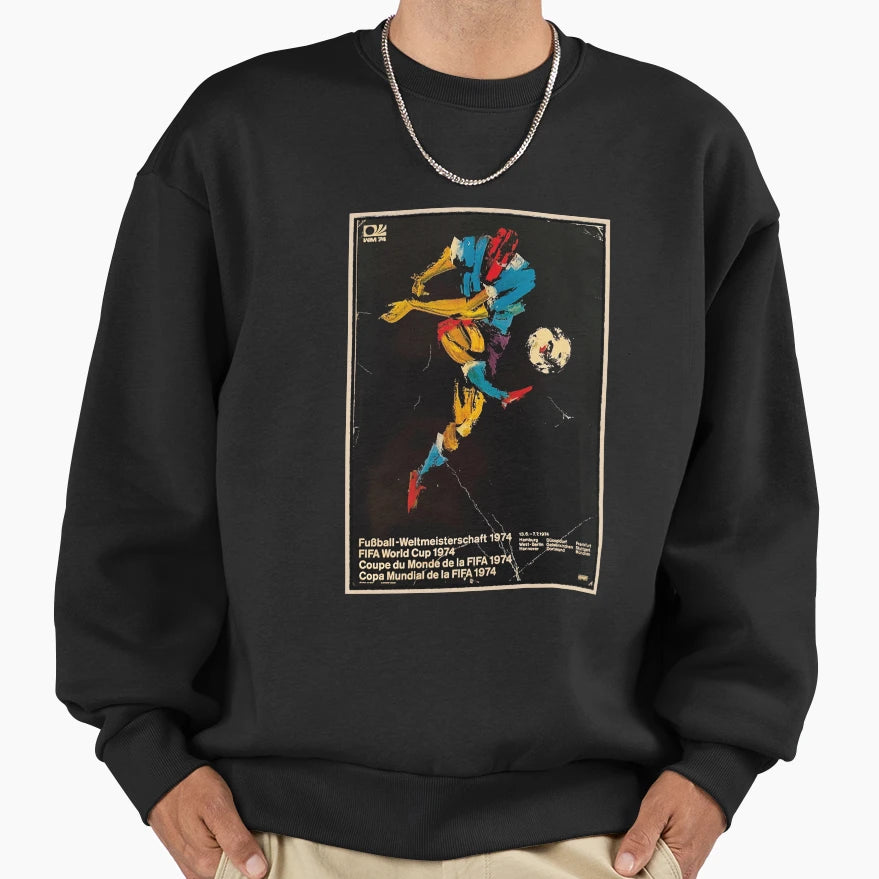 Old World Cup 74 Football Postcard Sweatshirt - Casual Everyday Wear Unisex - T-Shirt, Sweatshirt, Hoodie