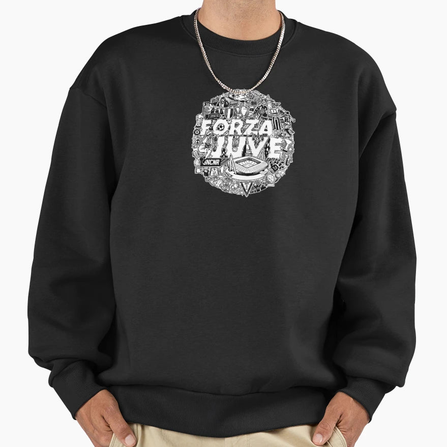 Forza Juve Doodle Sweatshirt - Casual Everyday Wear Unisex - T-Shirt, Sweatshirt, Hoodie