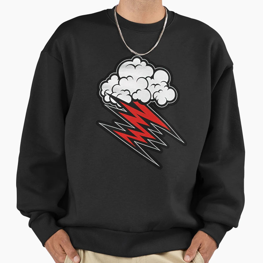 Red Thunder Cloud Sweatshirt - Graphic Print Unisex - T-Shirt, Sweatshirt, Hoodie