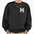 M Blanc Glitter Varsity Letter Sweatshirt - Streetwear Style for Adults - T-Shirt, Sweatshirt, Hoodie