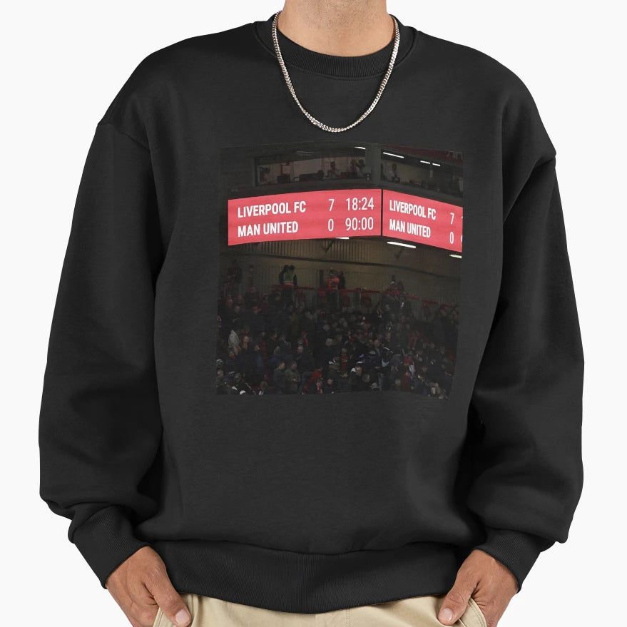 Liverpool 7 0 Manchester United Sweatshirt - Trendy Graphic for Adults - T-Shirt, Sweatshirt, Hoodie