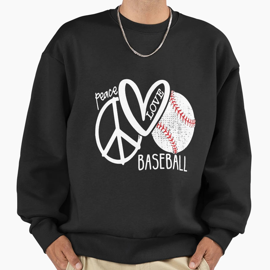 Peace Love Baseball Vector Sweatshirt - Fun Novelty Design Men Women - T-Shirt, Sweatshirt, Hoodie