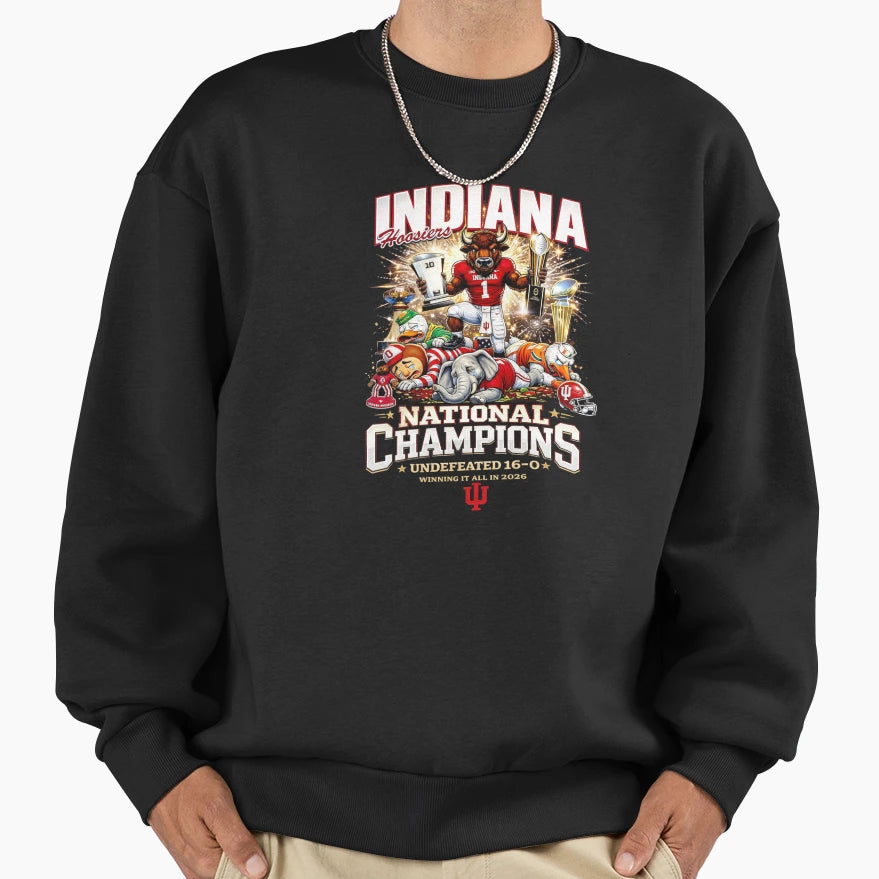 Indiana Hoosiers National Champions Sweatshirt - Minimalist Print Unisex - T-Shirt, Sweatshirt, Hoodie