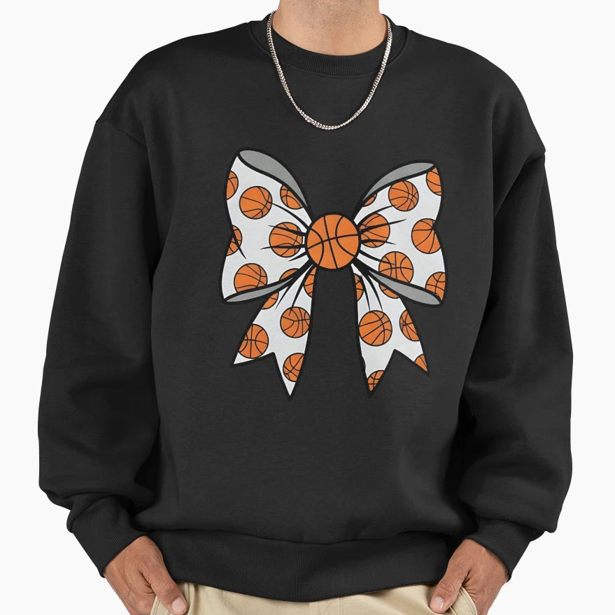 Basketball Bow Basketball Coquette Sweatshirt - Streetwear Style Men Women - T-Shirt, Sweatshirt, Hoodie