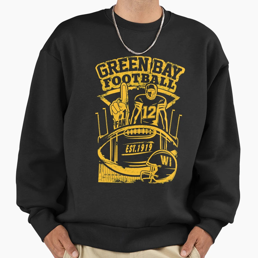 Green Bay Wisconsin Football Sweatshirt - Casual Everyday Wear Unisex - T-Shirt, Sweatshirt, Hoodie