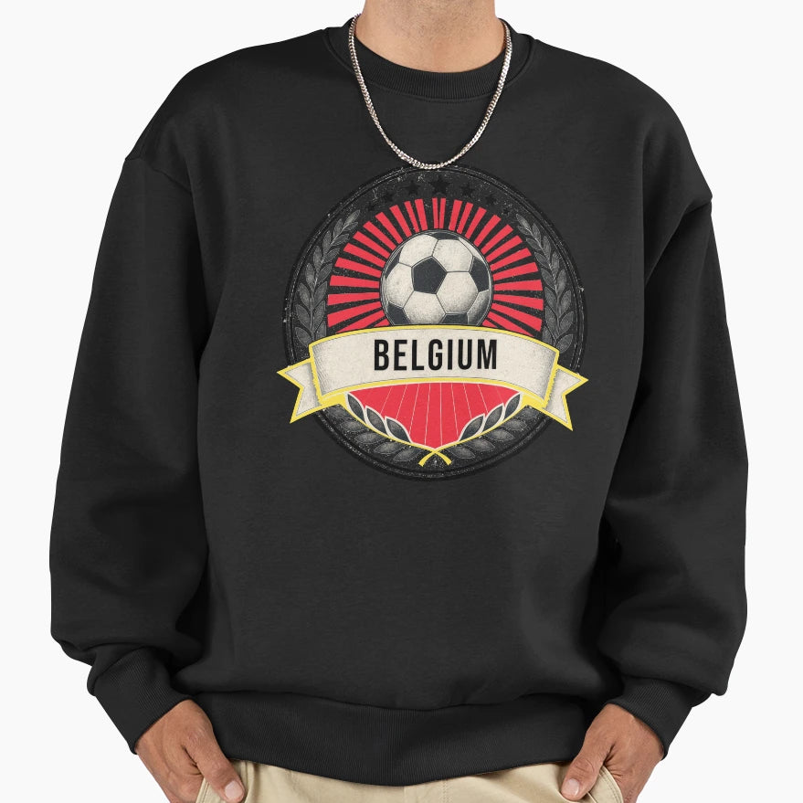 Belgium Soccer Crest Belgian Football Sweatshirt - Graphic Print Men Women - T-Shirt, Sweatshirt, Hoodie