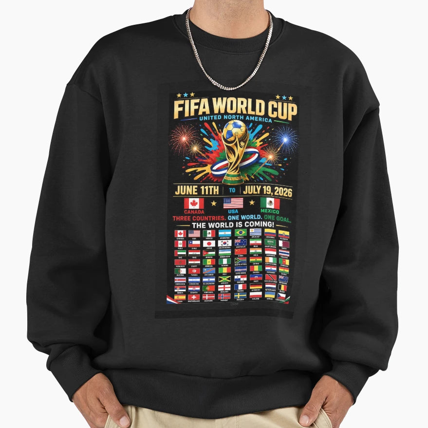 2026 World Cup Three Countries One World Sweatshirt - Graphic Print Unisex - T-Shirt, Sweatshirt, Hoodie