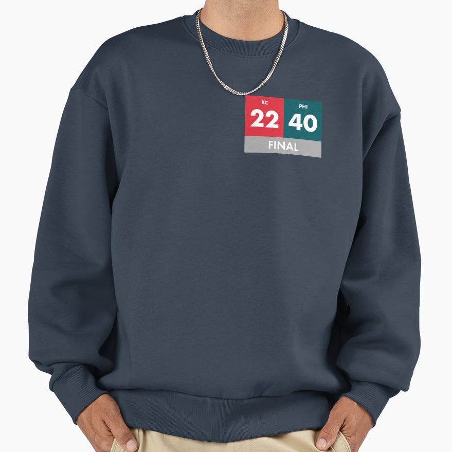 Super Bowl Lix Final Score Sweatshirt - Minimalist Print for Adults - T-Shirt, Sweatshirt, Hoodie