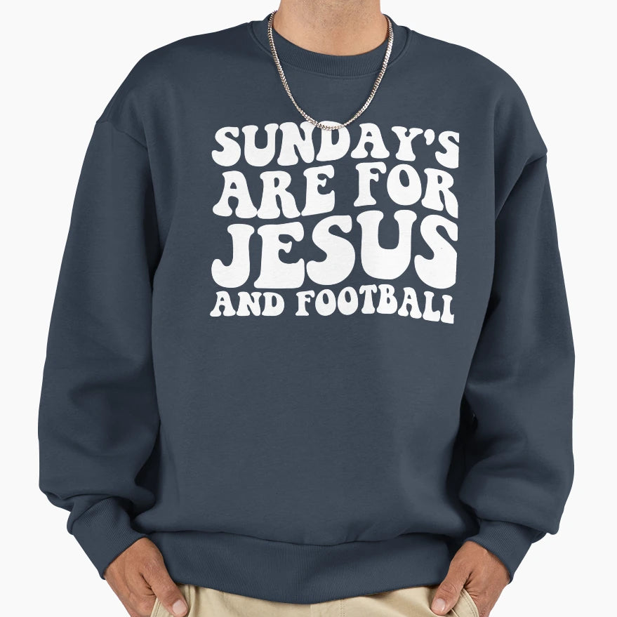 Sundays Are Jesus And Football Sweatshirt - Unique Graphic Men Women - T-Shirt, Sweatshirt, Hoodie
