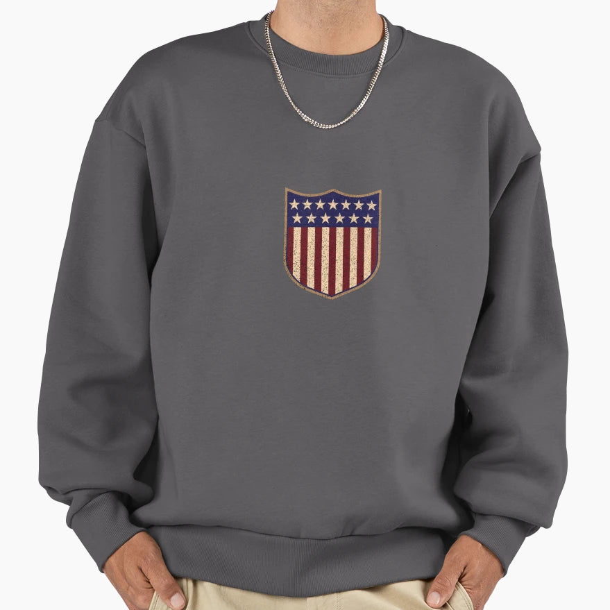 Us Shield Textured Sweatshirt - Fun Novelty Design for Adults - T-Shirt, Sweatshirt, Hoodie