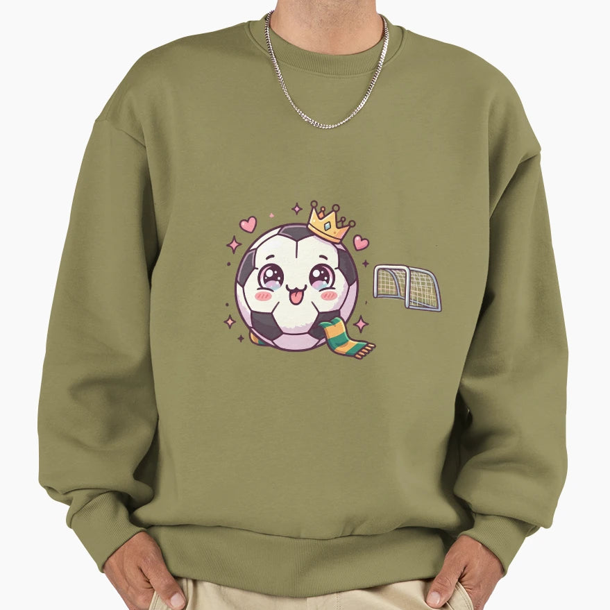 Kawaii Soccer Ball King Crown Stadium Sweatshirt - Unique Graphic Unisex - T-Shirt, Sweatshirt, Hoodie