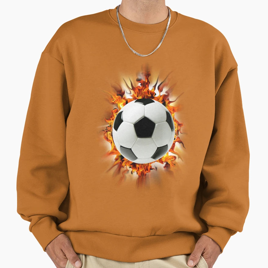 Flaming Soccer Ball T-Shirt - Custom Art Print for Adults - T-Shirt, Sweatshirt, Hoodie