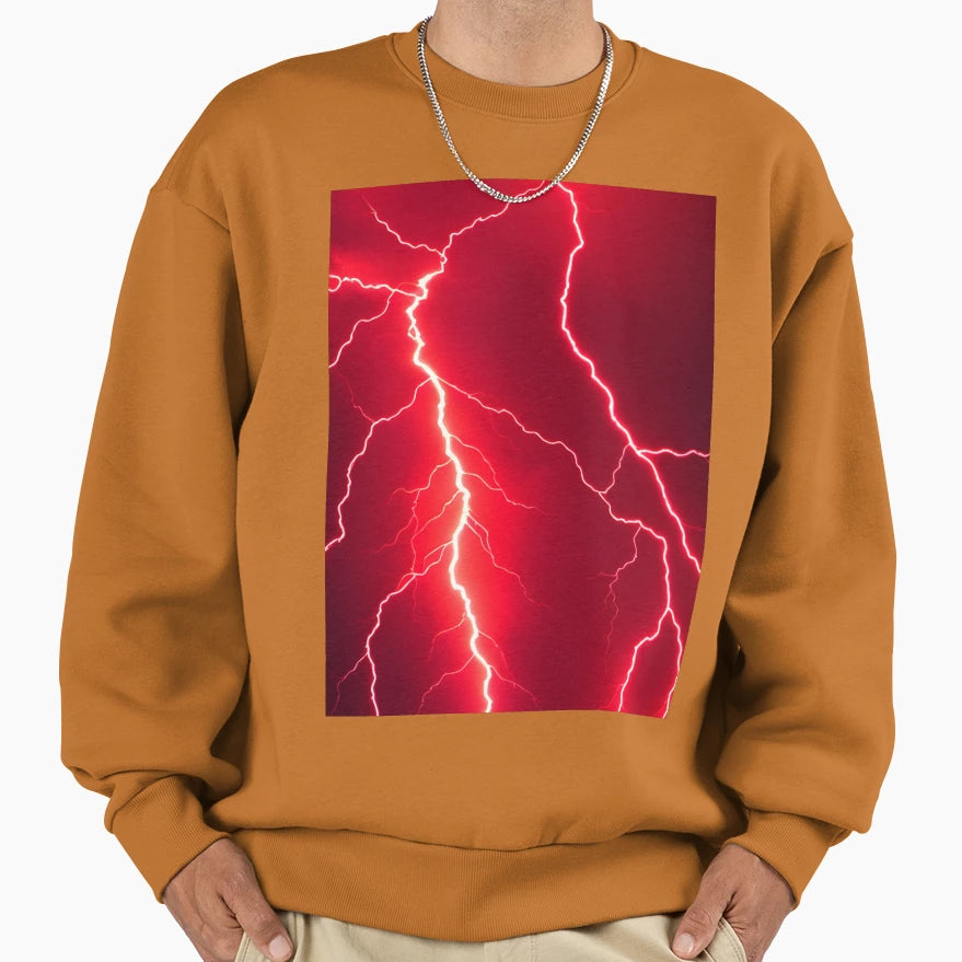 Red Lightning Sweatshirt - Custom Art Print Men Women - T-Shirt, Sweatshirt, Hoodie