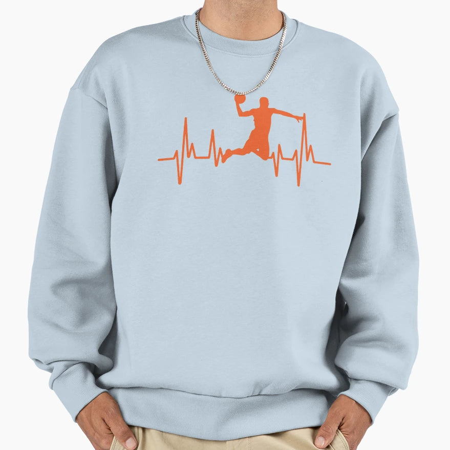 Basketball Heartbeat Bball Sweatshirt - Fun Novelty Design for Adults - T-Shirt, Sweatshirt, Hoodie