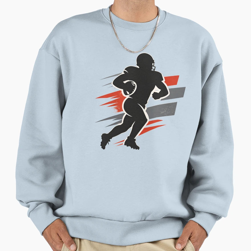 Running Football Player Silhouette Vector T-Shirt - Trendy Graphic Unisex - T-Shirt, Sweatshirt, Hoodie