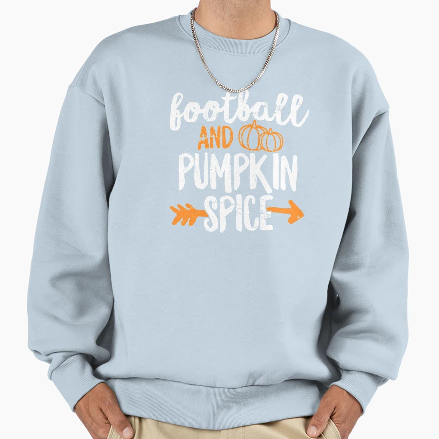 Football And Pumpkin Spice Fall T-Shirt - Fun Novelty Design Unisex - T-Shirt, Sweatshirt, Hoodie