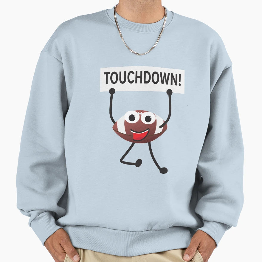 American Football Cartoon Holding Sweatshirt - Graphic Print for Adults - T-Shirt, Sweatshirt, Hoodie