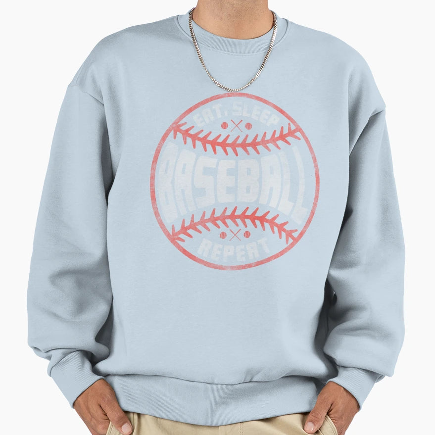 Eat Sleep Baseball Repeat Gift Baseball Sweatshirt - Trendy Graphic Unisex - T-Shirt, Sweatshirt, Hoodie