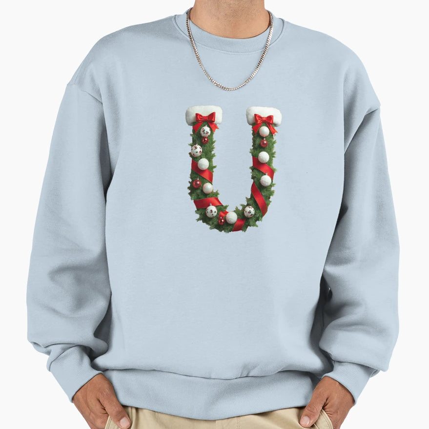 Winter Holiday Letter U Sweatshirt - Graphic Print for Adults - T-Shirt, Sweatshirt, Hoodie