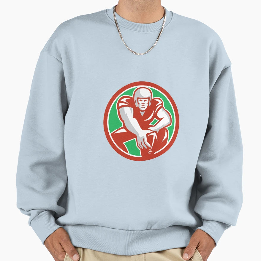Football Player Snap Circle Sweatshirt - Trendy Graphic for Adults - T-Shirt, Sweatshirt, Hoodie