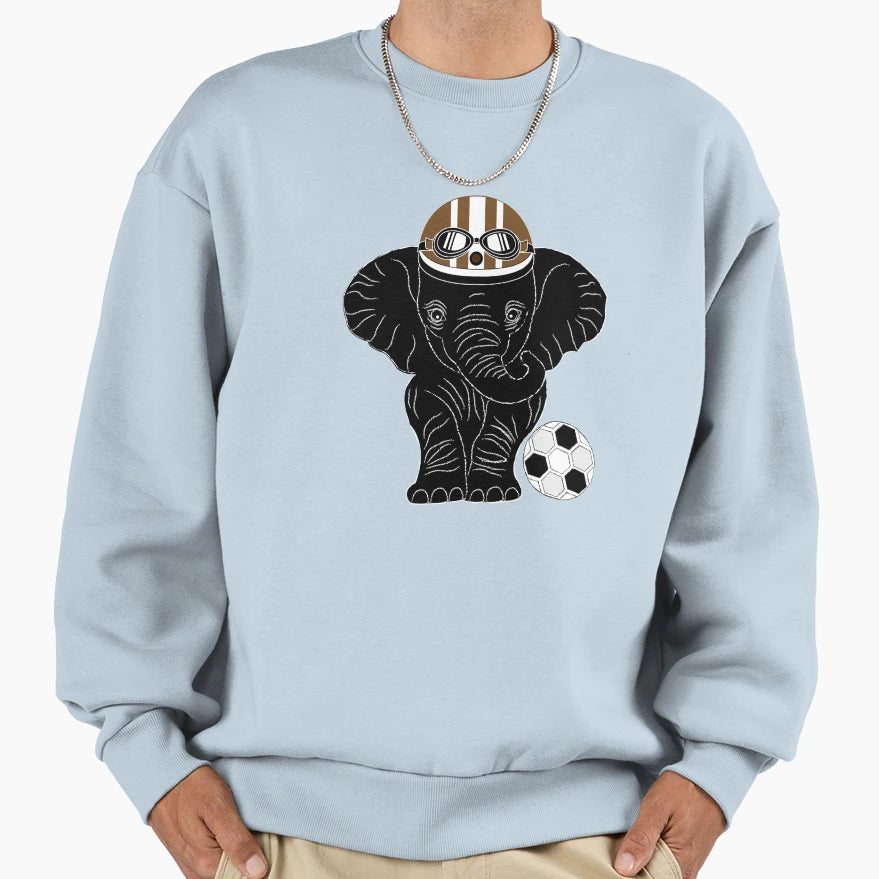 Elephant Playing Football Sweatshirt - Aesthetic Graphic for Adults - T-Shirt, Sweatshirt, Hoodie