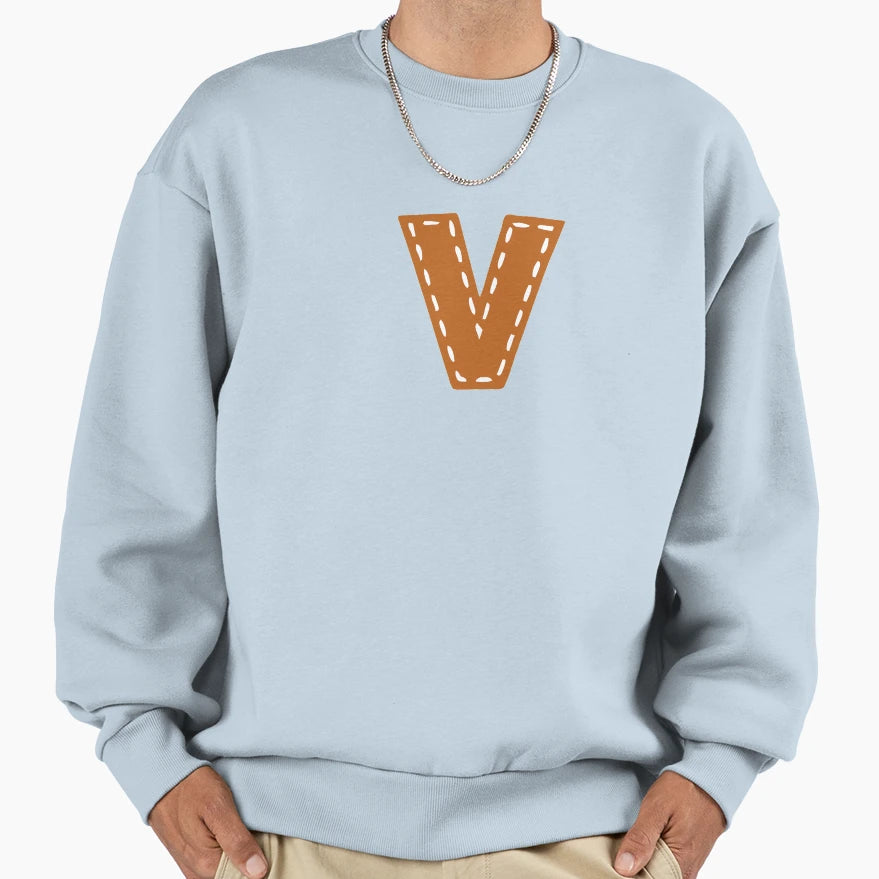 V Letter Sewn College Usa Leather Sweatshirt - Unique Graphic Unisex - T-Shirt, Sweatshirt, Hoodie