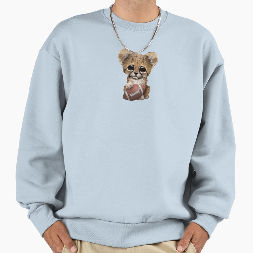 Cheetah Cub Playing Football Sweatshirt - Minimalist Print for Adults - T-Shirt, Sweatshirt, Hoodie