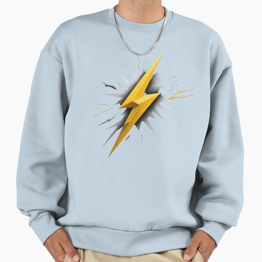Dynamic Lightning Bolt Crackling Sweatshirt - Unique Graphic for Adults - T-Shirt, Sweatshirt, Hoodie