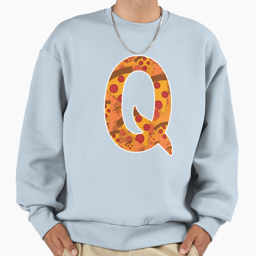 Pizza Monogram Letter Q Sweatshirt - Graphic Print Unisex - T-Shirt, Sweatshirt, Hoodie